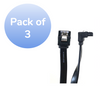 40in SATA III Straight to Right Angle Cable with Locking Latch (Black, 3 pack)