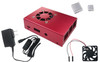 Aluminum Raspberry Pi 3 Case for Model B/B+ with Fan, Heatsinks and UL Approved On/Off Power Adapter - Red