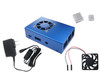 Aluminum Raspberry Pi 3 Case for Model B/B+ with Fan, Heatsinks and UL Approved On/Off Power Adapter - Blue
