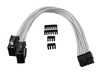 Premium Sleeved Cable for RTX 30 Series 12-Pin to Dual 8-Pin PCIe GPU Power Extension Cable (300mm) - White