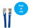 1ft Cat6 UTP RJ45 Bootless Patch Cable (Blue, 100 Pack)