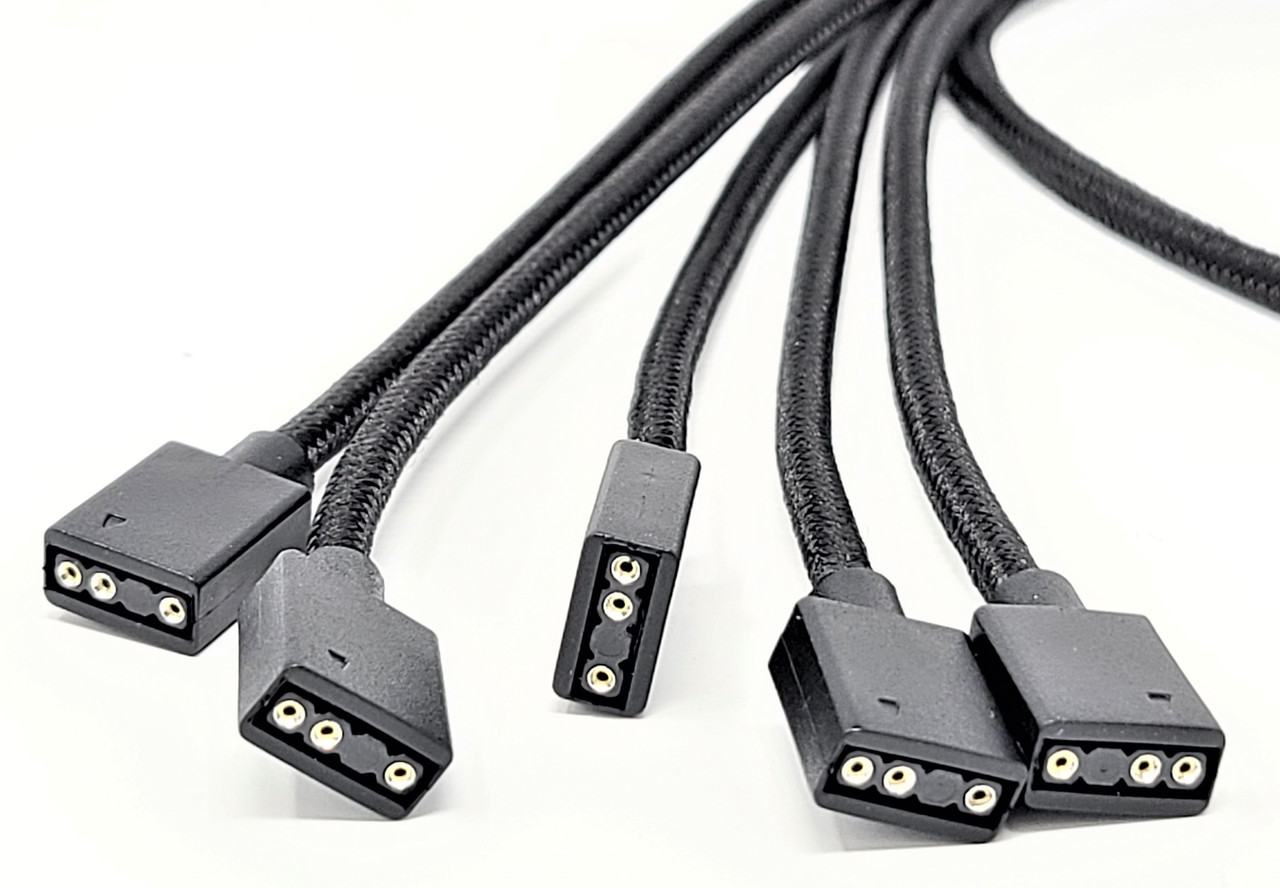 Premium Sleeved 3Pin 1 to 5 Addressable (ARGB) Splitter Cable 70cm