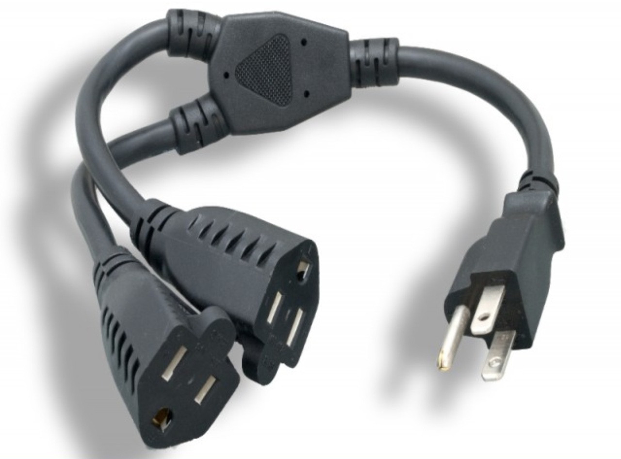 6 Feet US Three Prongs AC Power Y Cable Cord Extension Splitter 16AWG Heavy Duty