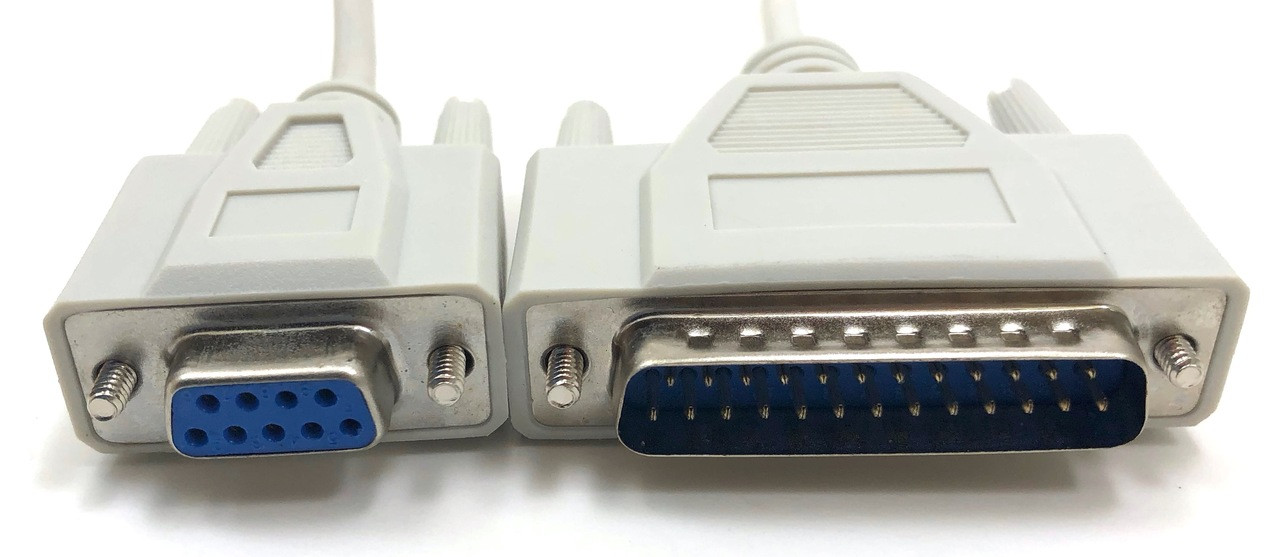 6 Feet Null Modem Serial Cable (DB9 Female to DB25 Male)