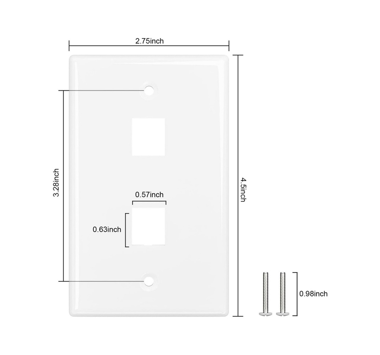 Keystone Wall Plate Single Gang (2-Port) for RJ45, HDMI & Coax Keystone Inserts (White)