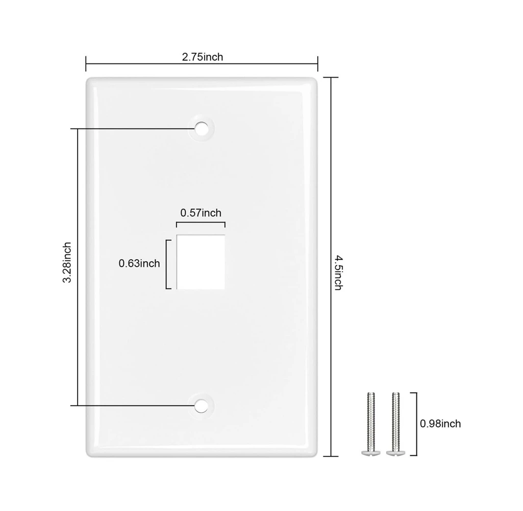 Keystone Wall Plate Single Gang 1-Port for RJ45, HDMI & Coax Keystone Inserts White 5-Pack