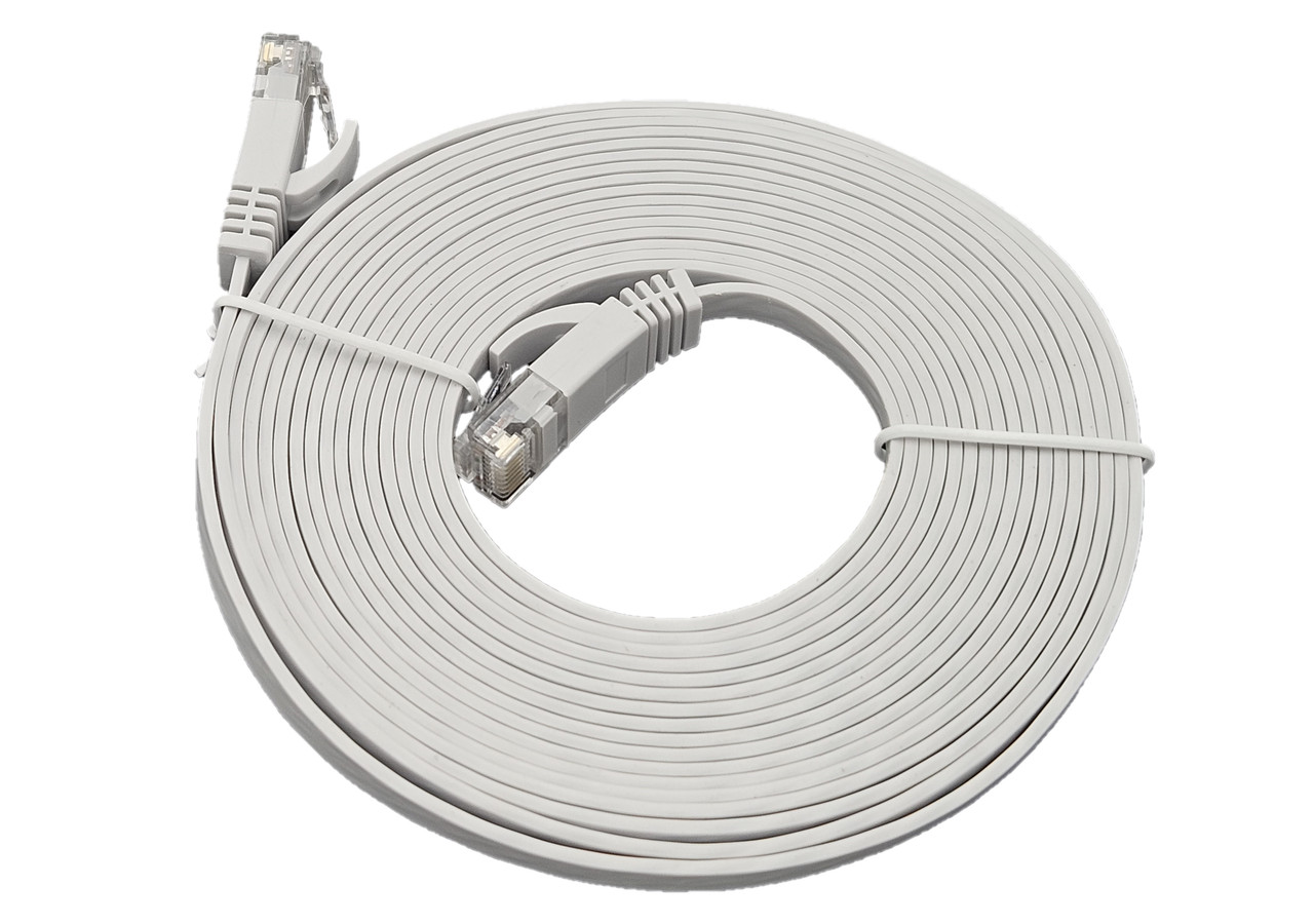 50 Feet Cat6 UTP RJ45 Flat Patch 30AWG Cable (White)