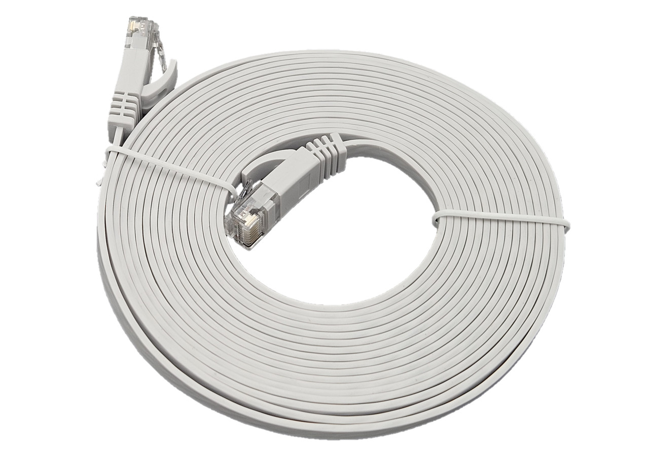 14 Feet Cat6 UTP RJ45 Flat Patch 30AWG Cable (White)