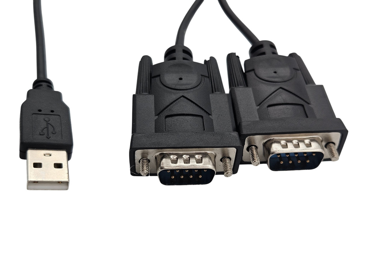 USB 2.0 A-Male to Dual DB9-Male Serial Adapter - Micro Connectors