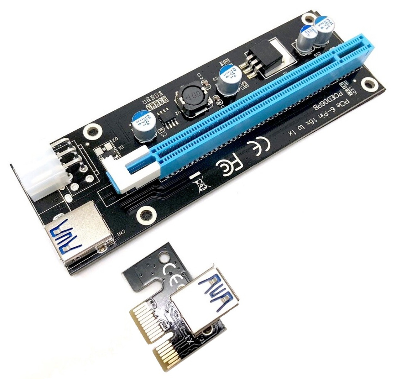 PCIe 6-Pin 16x to 1x Powered Riser Adapter Card (Black)