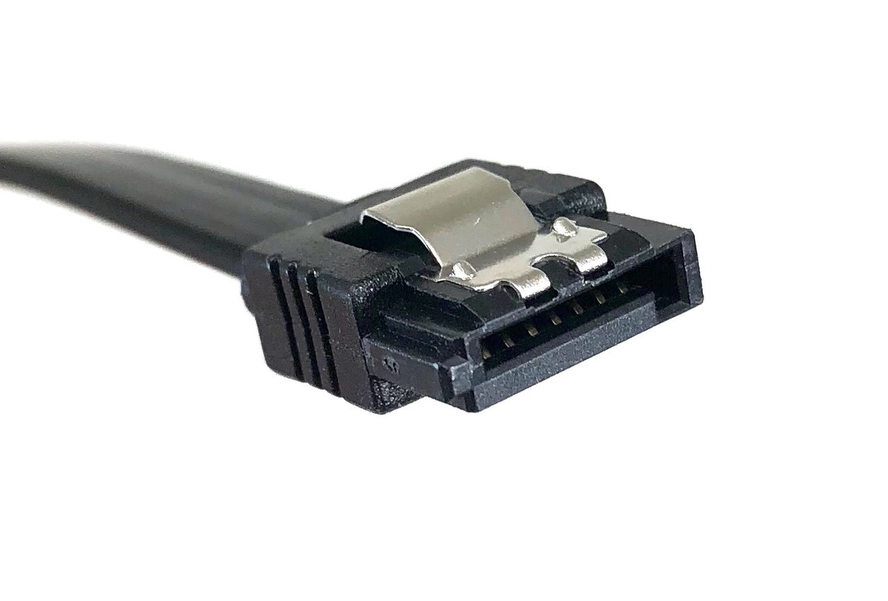 20in SATA III Straight Cable with Locking Latch (Black, 2 pack)
