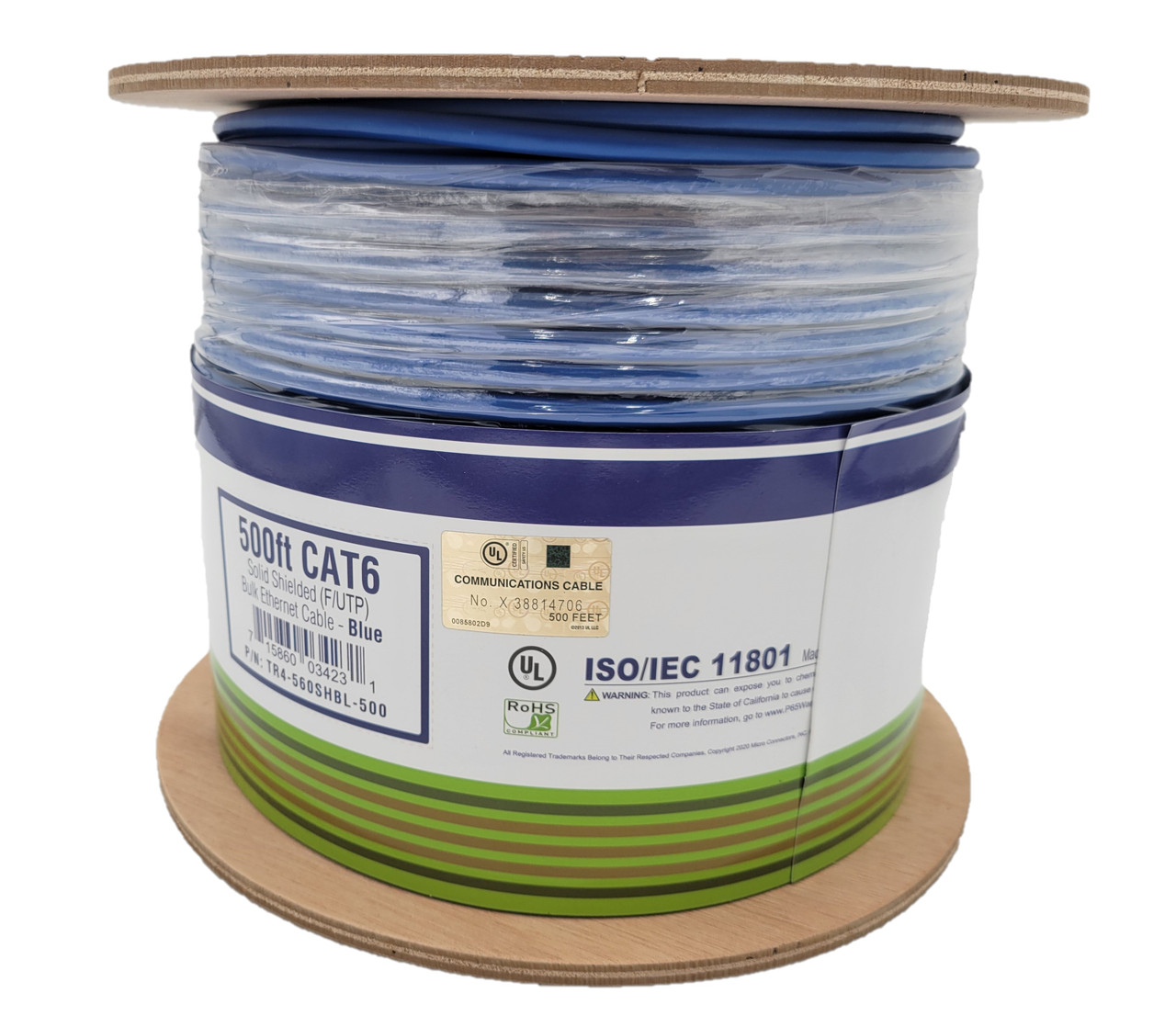 500 Feet Cat6 Solid-Shielded (STP) Bulk Ethernet (23AWG) Cable