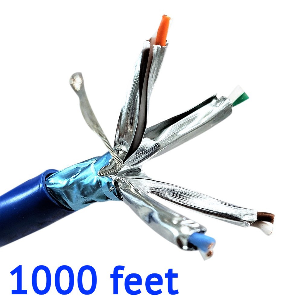 1000 Feet Cat 6a Stranded Stp Bulk Ethernet 26awg Cable Blue Micro Connectors Inc