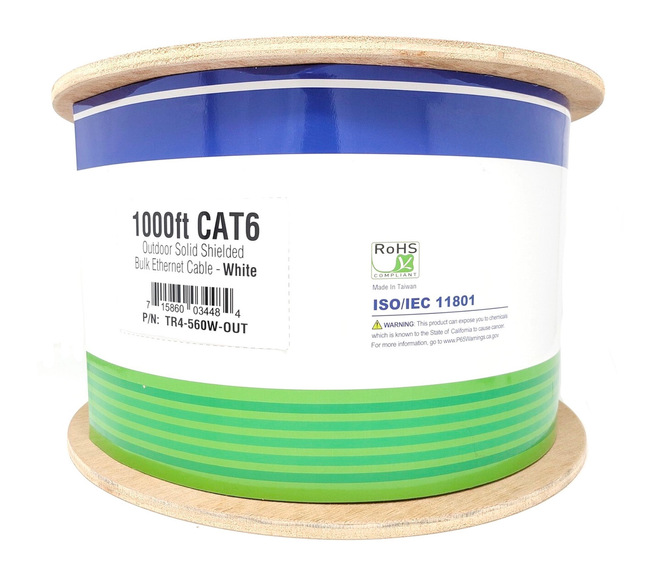 1000 Feet Cat6 Solid (F/UTP) Outdoor Bulk Ethernet 23AWG Cable (White)