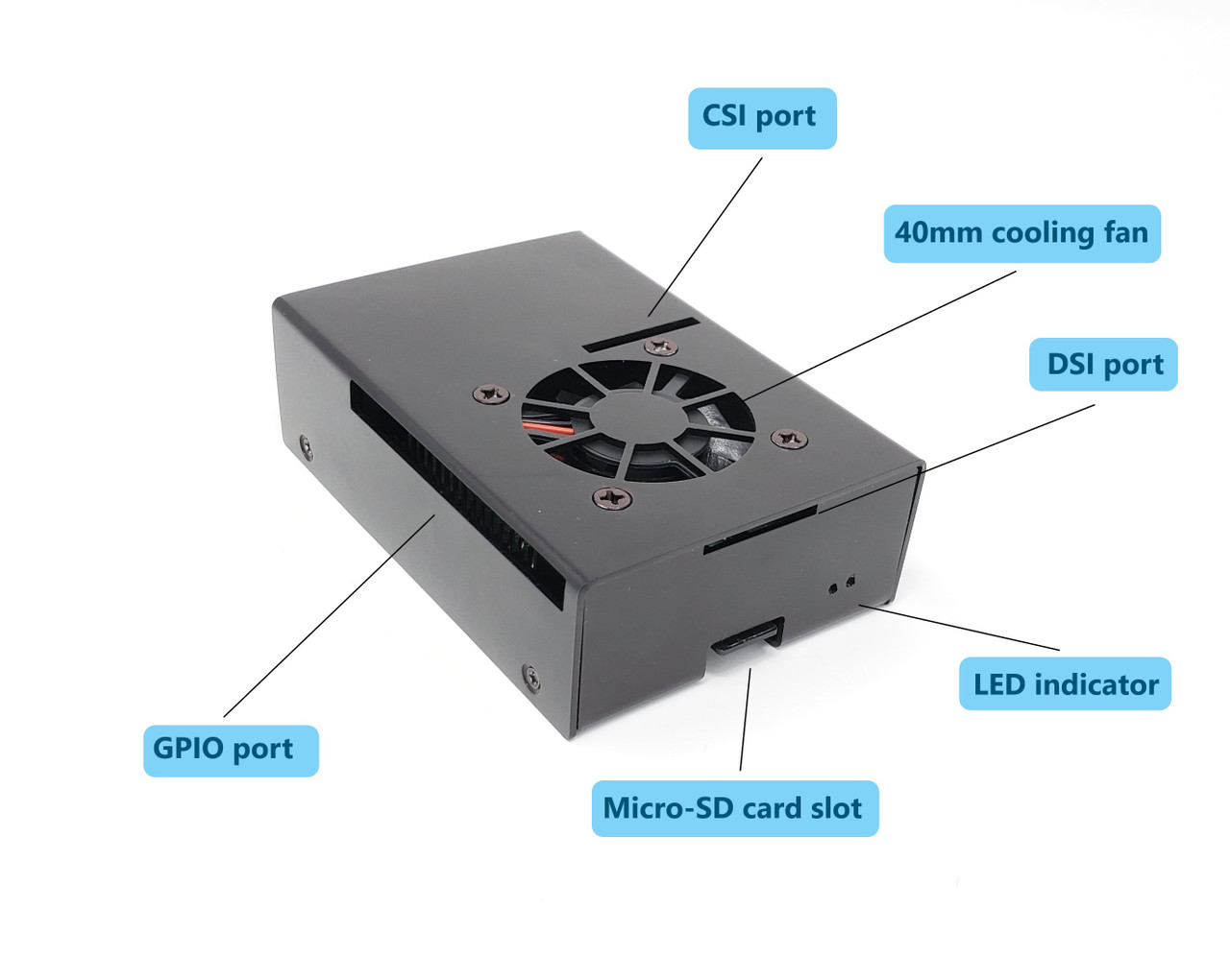 Aluminum Raspberry Pi 4 Model B Case with Fan and USB-C Power
