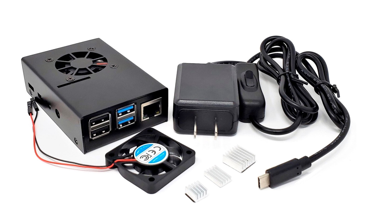 Raspberry Pi 4 model b 4GB ケース 充電器 Aluminum Raspberry Pi 4 Model B Case with Fan and USB-C Power
