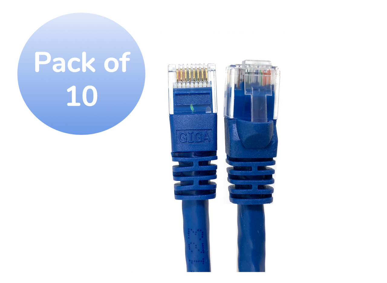 25ft Cat6 Molded Snagless RJ45 UTP Networking Patch Cable - Blue (10 Pack)