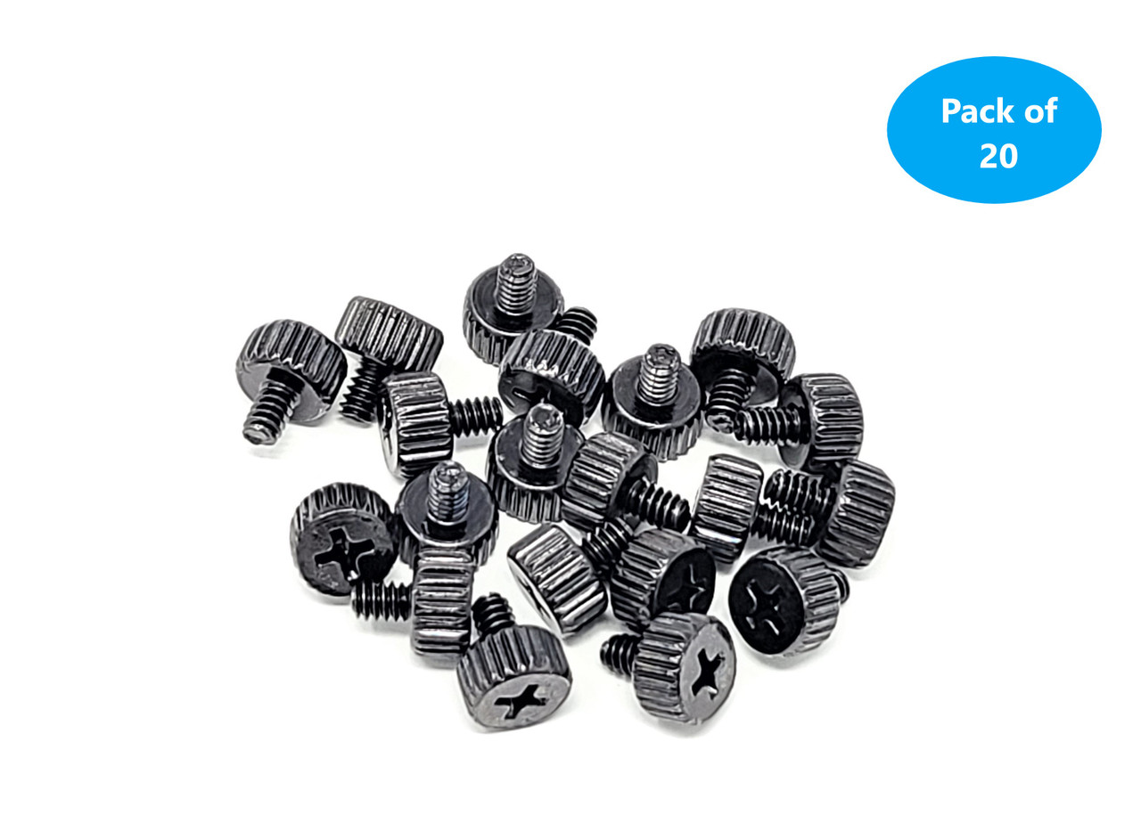 20- Pack 6#-32x5 M3.5 PC Computer Case Thumb Screws- Black