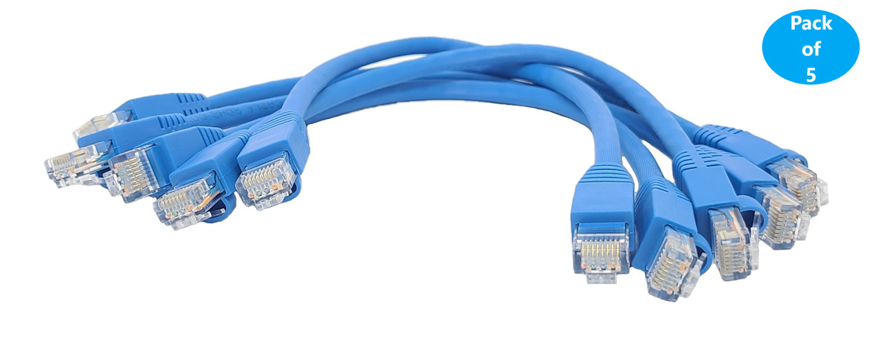 Cat6A UTP Ethernet Patch 24AWG Cable (Blue) 5-Pack