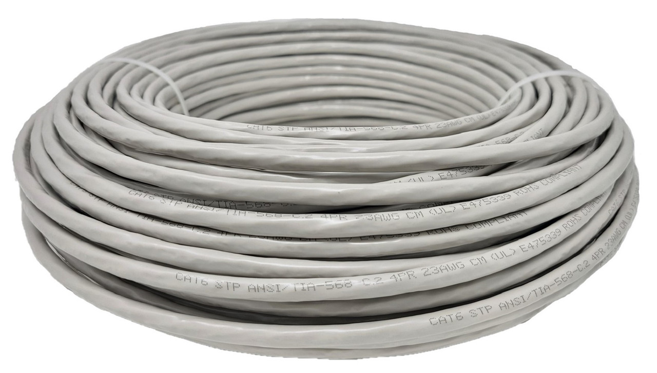 250 Feet Cat6 Solid STP Bulk Ethernet 23AWG Cable (Gray)