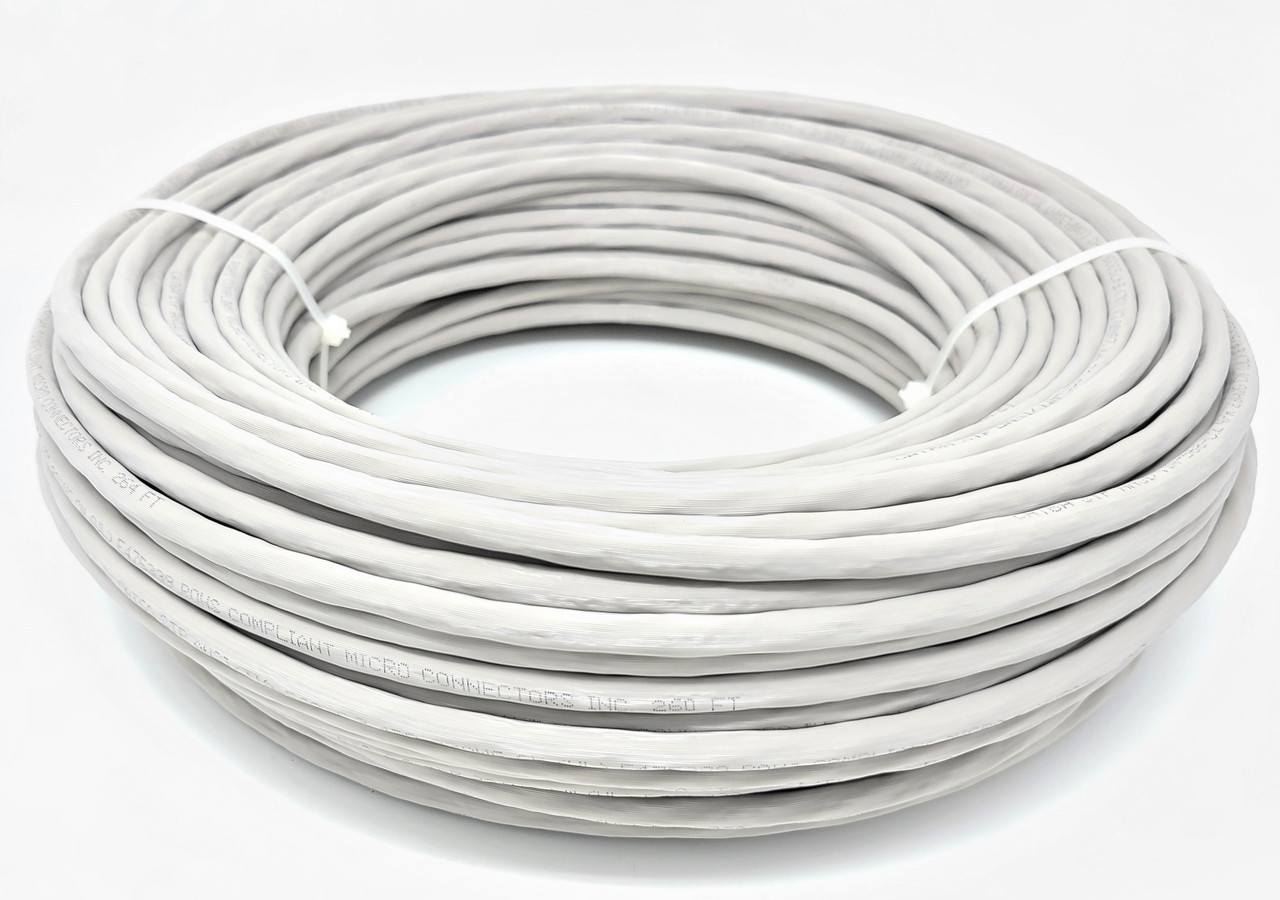250 Feet Cat6A Solid STP Bulk Ethernet 23AWG Cable (Gray)