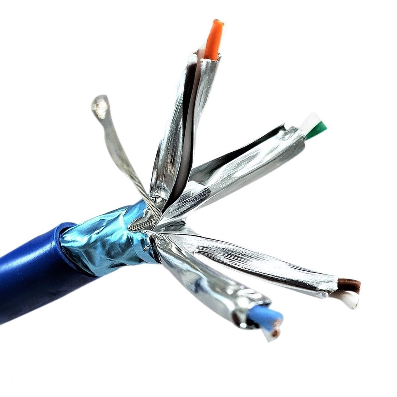 250 Feet Cat6A Stranded STP Bulk Ethernet 26AWG Cable (Blue