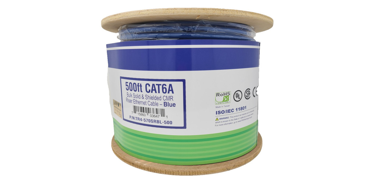 500FT CAT 6A Solid & Shielded (F/UTP) CMR Riser Bulk Ethernet