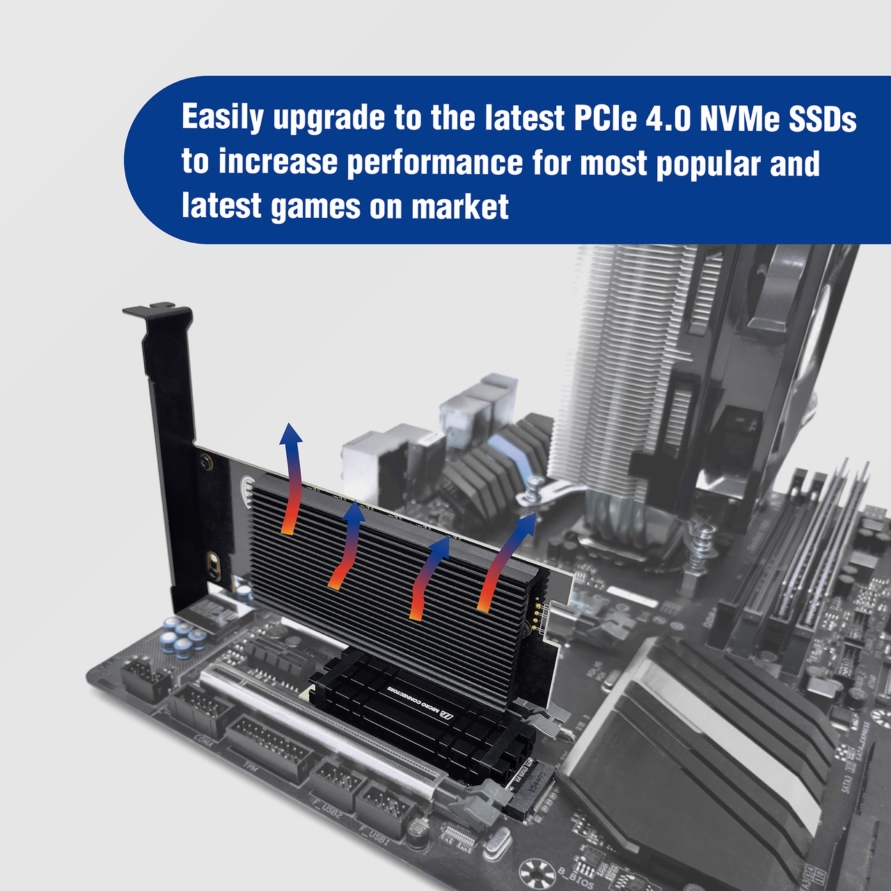 M.2 NVMe SSD PCIe 4.0 Adapter with Covered Heat Sink