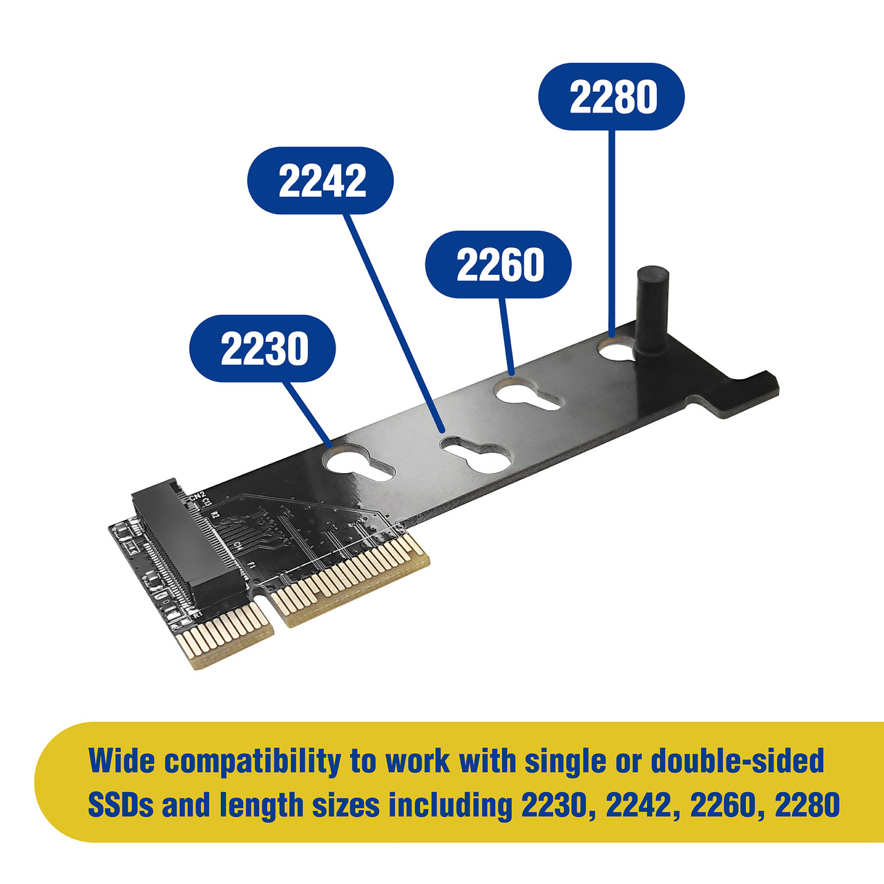 Low-Profile M.2 NVMe SSD to PCIe 4.0 Adapter with Heat Sink for 1U