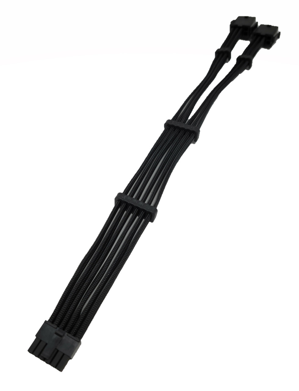 Premium Sleeved Cable for RTX 30 Series 12-Pin to Dual 8-Pin PCIe GPU Power Extension Cable (300mm) - Black