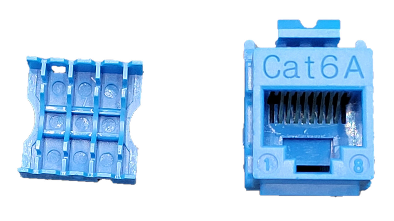 CAT6A Unshielded Punch Down Keystone Jack with Tool (Blue, 10 Pack)
