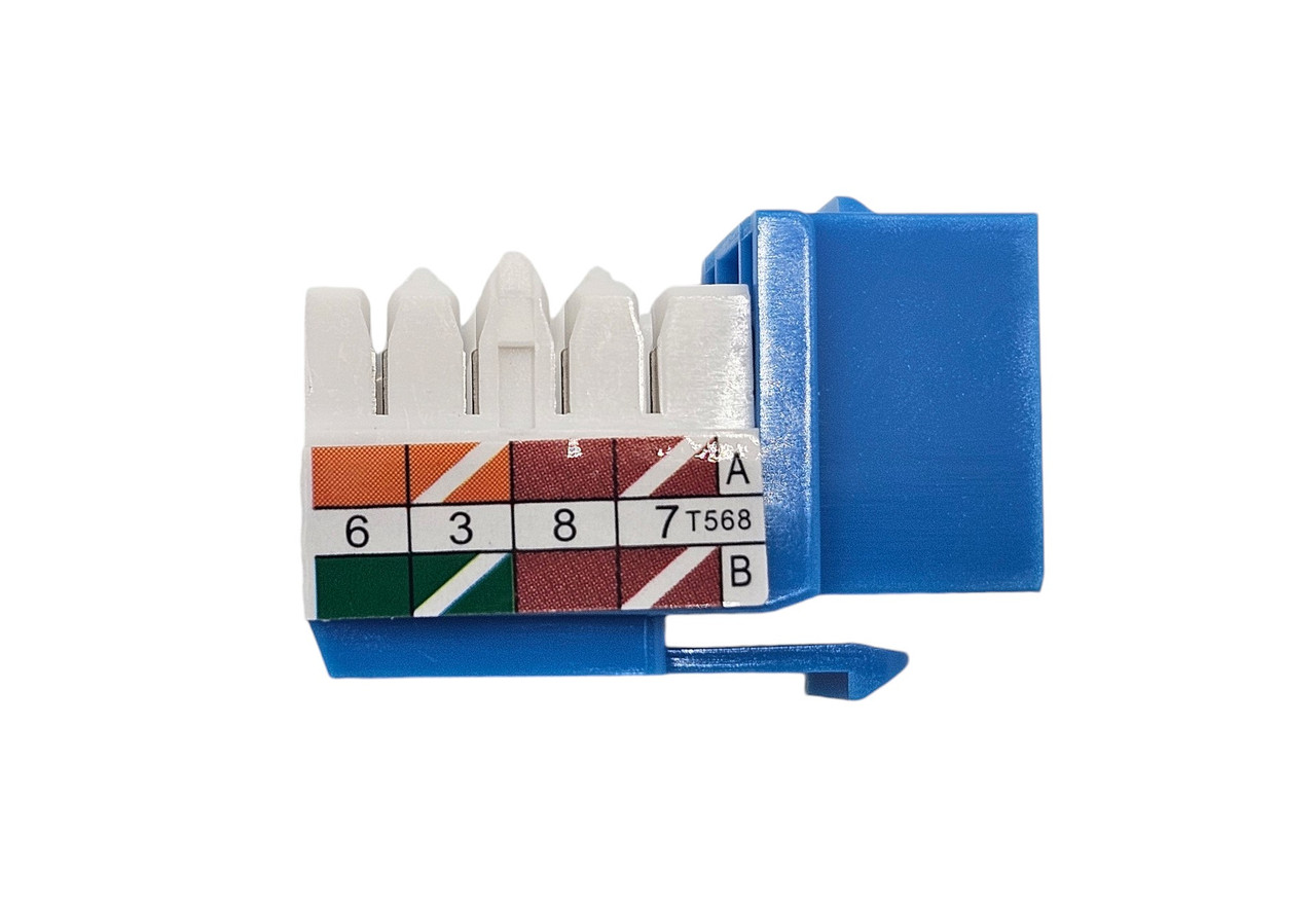 CAT6A Unshielded Punch Down Keystone Jack with Tool (Blue, 10 Pack)