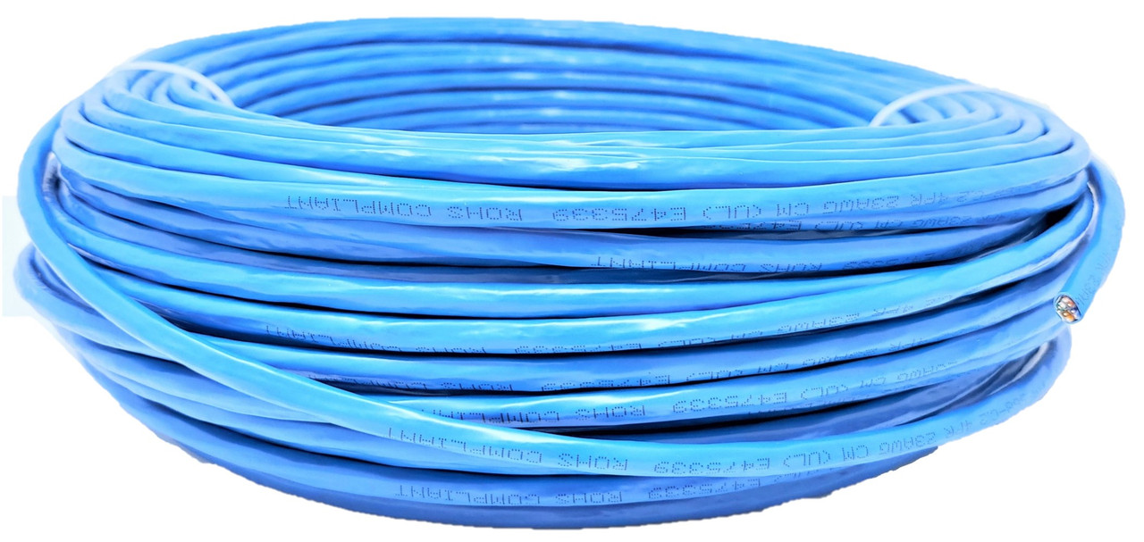 250 FT CAT6 Shielded (F/UTP) 23 AWG Solid Copper Bulk Ethernet Cable with 10-Pack Universal Shielded RJ45 Connectors - Blue