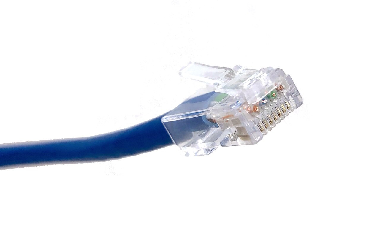 1ft Cat6 UTP RJ45 Bootless Patch Cable (Blue, 50 Pack)