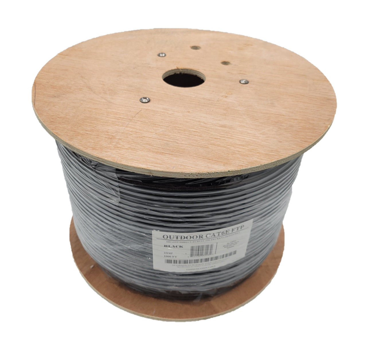 1000 Feet CAT 6E Shielded Solid Direct Burial Outdoor Bulk (23AWG) Cable-Black