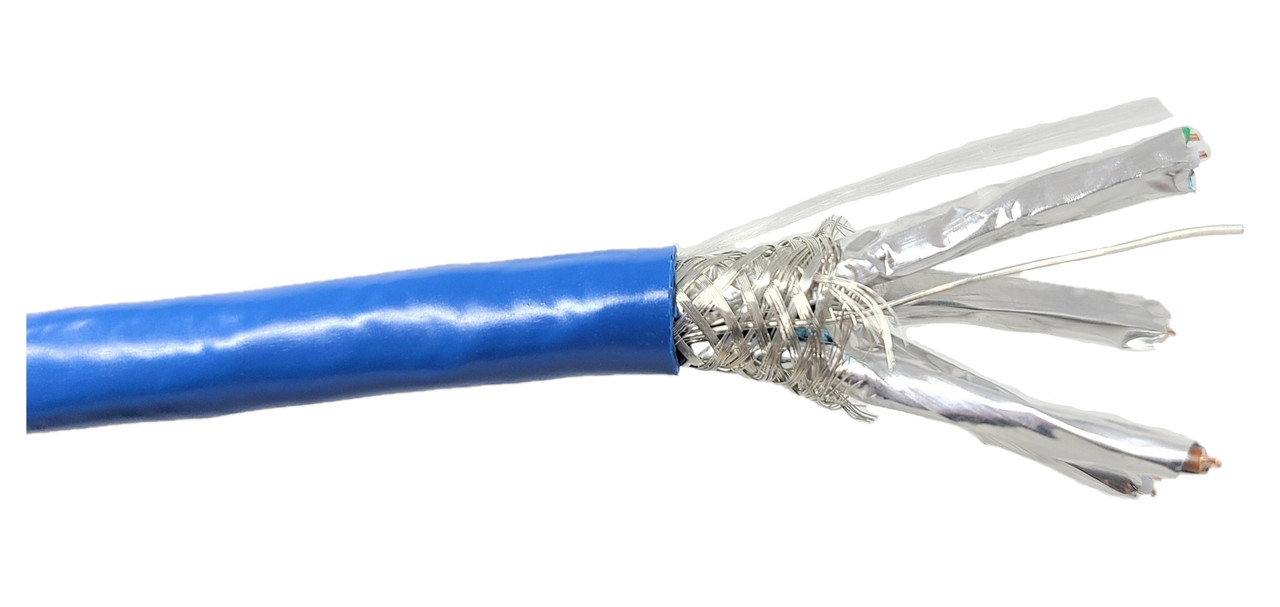 250 Feet Cat7 Bulk Ethernet 23AWG Cable Solid & Shielded (S/FTP) CMR Riser (Blue) With 10 pcs of Shielded Modular Connectors