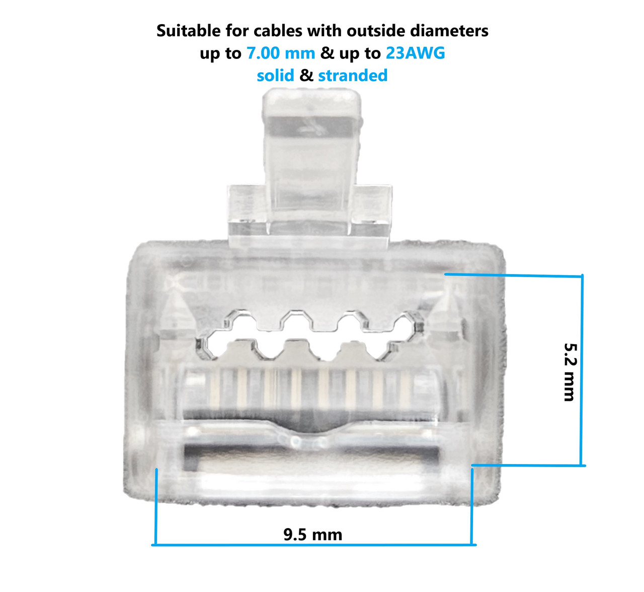 CAT6A Pass Through RJ45 Modular Connectors (100-Pack)