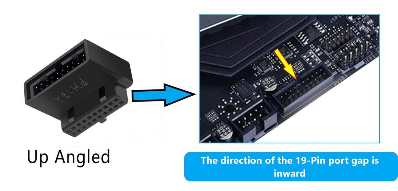 USB 3.0 19/20-Pin Male to Female Extension Adapter UP Angle