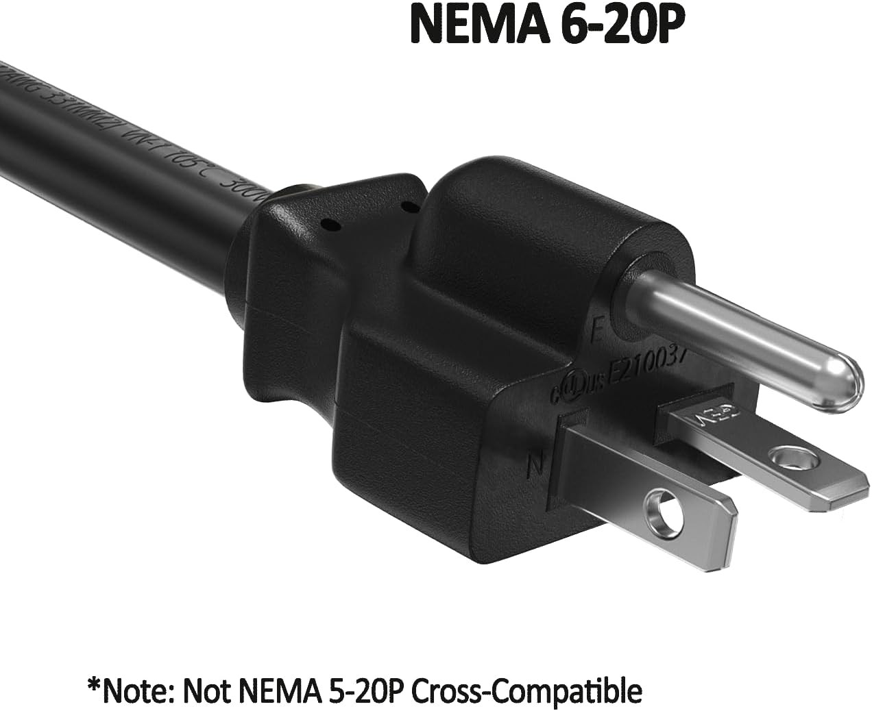 12AWG Heavy-Duty Power Cord, NEMA 6-20P to IEC C19, 20A 250V
