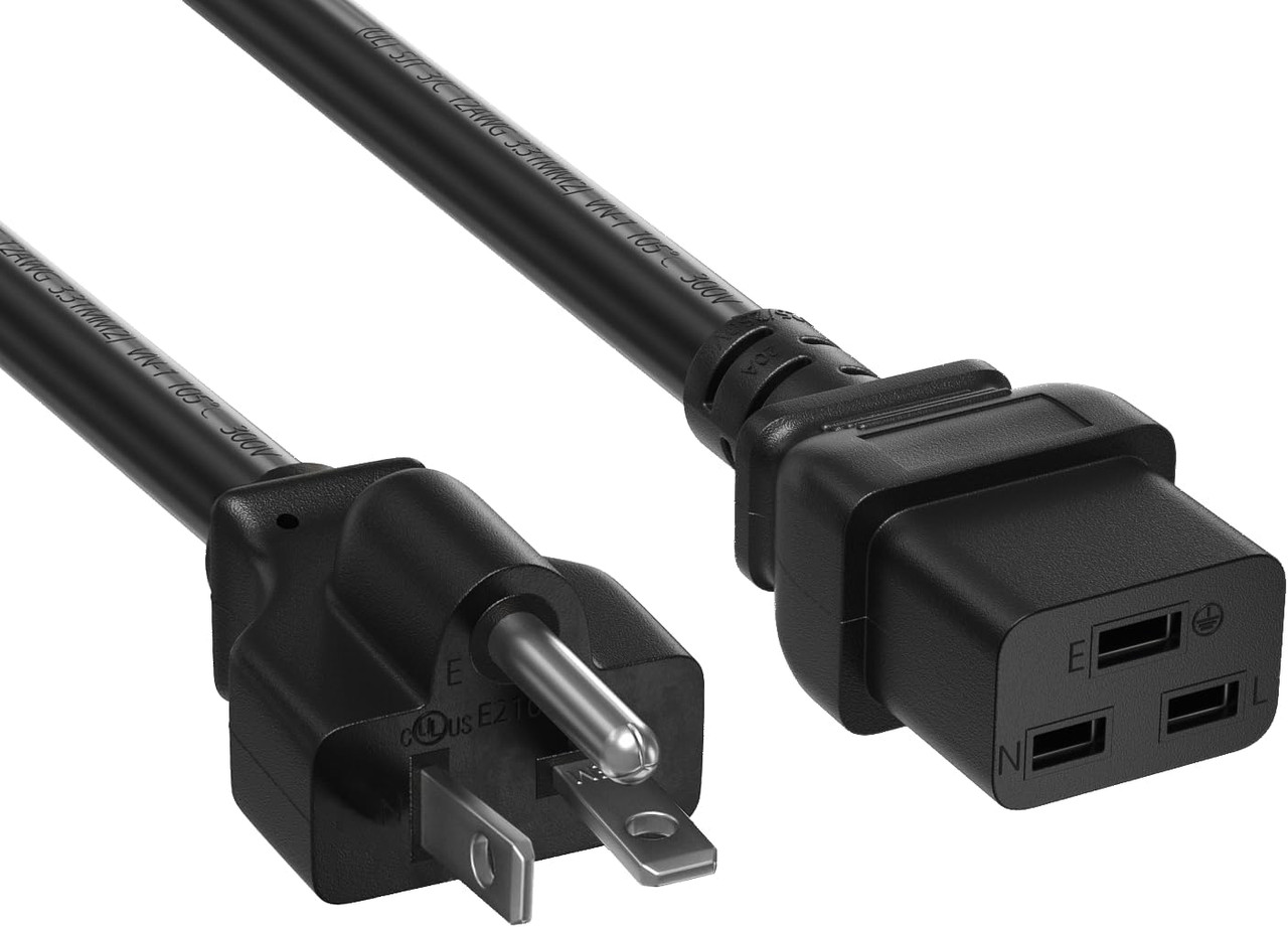 12AWG Heavy-Duty Power Cord, NEMA 6-20P to IEC C19, 20A 250V