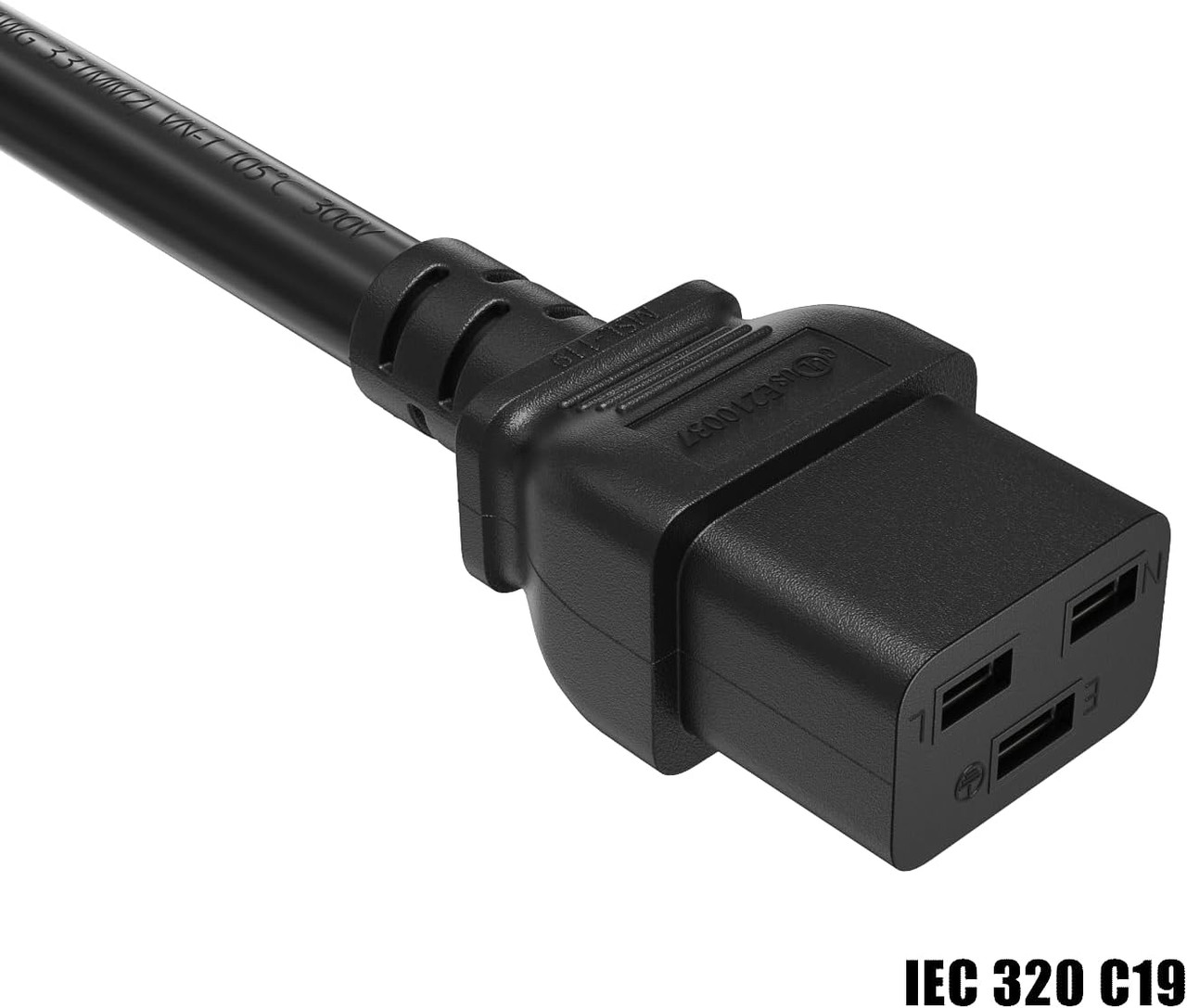 12AWG Heavy-Duty Power Cord, NEMA 6-20P to IEC C19, 20A 250V