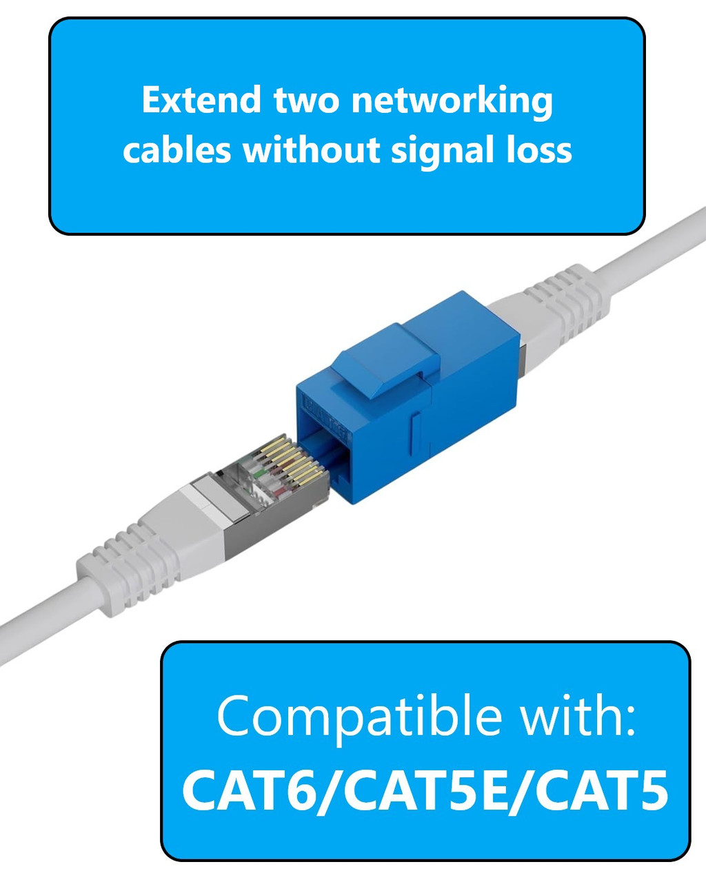 Cat6 RJ45 Keystone Inline Coupler – Female to Female 10-Pack
