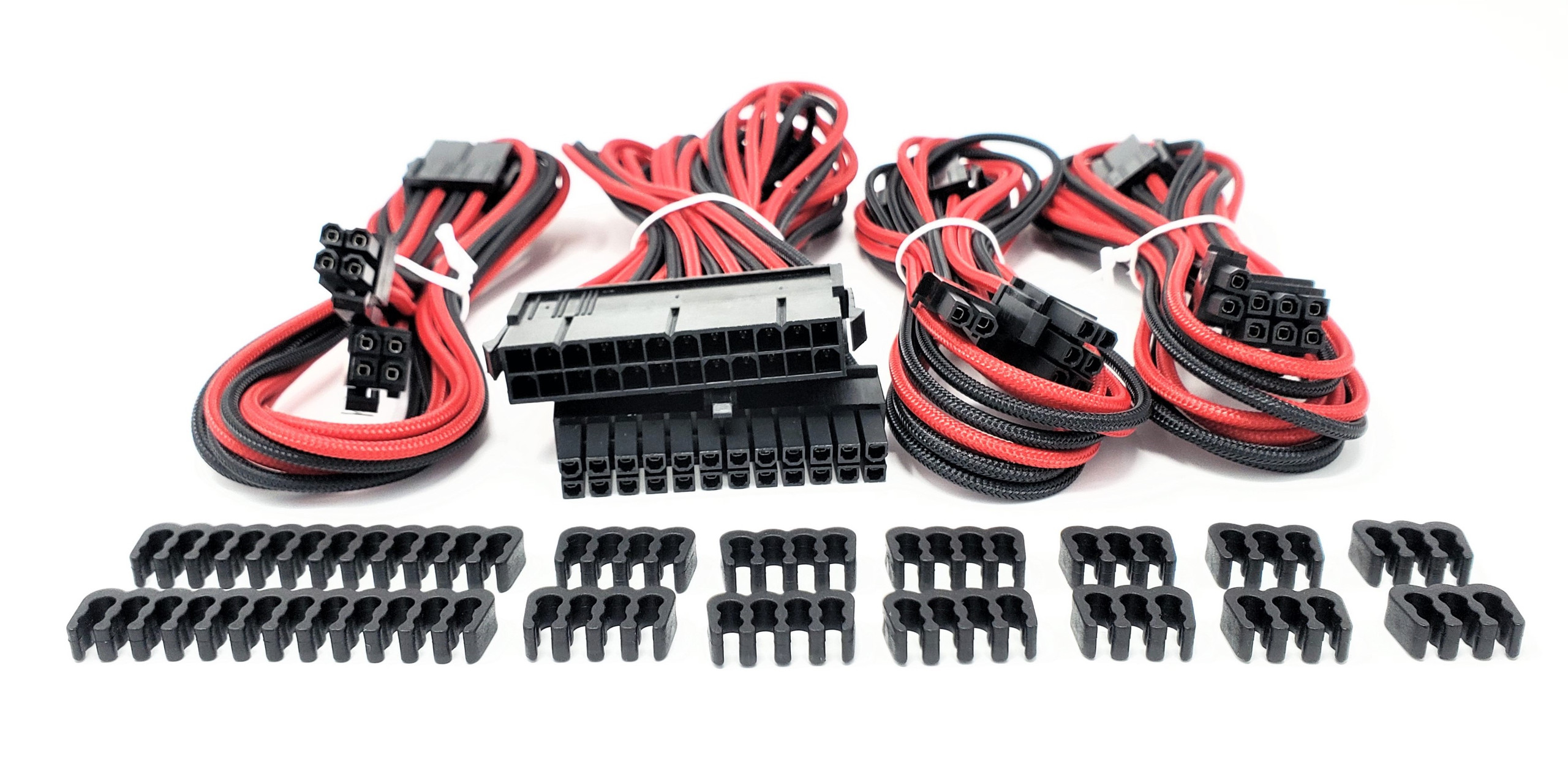 Premium Sleeved PSU Cable Extension Kit (Red/Black) Micro Connectors