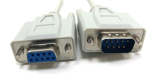 15ft Serial Extension Cable – RS-232 DB9 Male To Female, Gray Round Cable