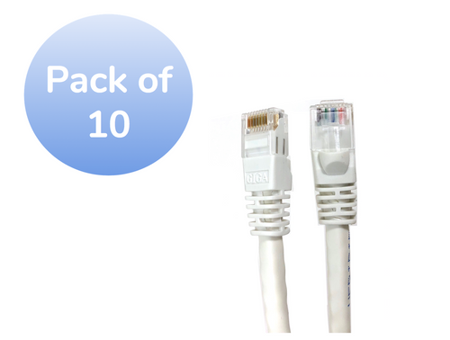 1ft Cat6 Molded Snagless RJ45 UTP Networking Patch Cable (White, 10 pack)