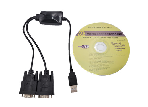 USB 2.0 A-Male to Dual DB9-Male Serial Adapter