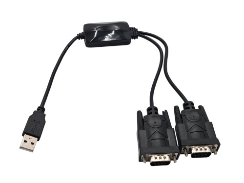 USB 2.0 A-Male to Dual DB9-Male Serial Adapter