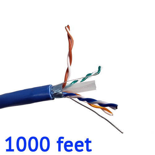 1000 feet Cat6 Solid STP Bulk Ethernet 23AWG Cable (Blue)