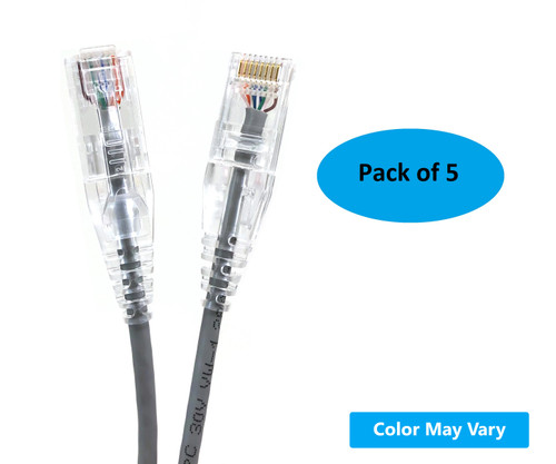 5 ft. CAT 6A 10 Gbps UTP 28 AWG Ultra Slim Ethernet Cable, Gray (5-Pack)