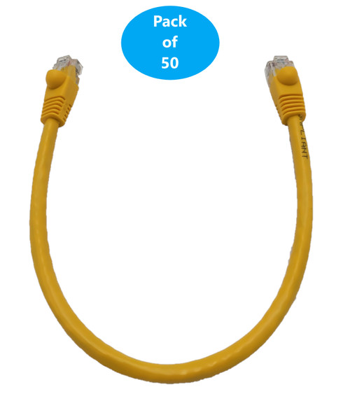 1 Foot Cat6 Molded Snagless RJ45 UTP Networking Patch Cable 50-Pack (Yellow)